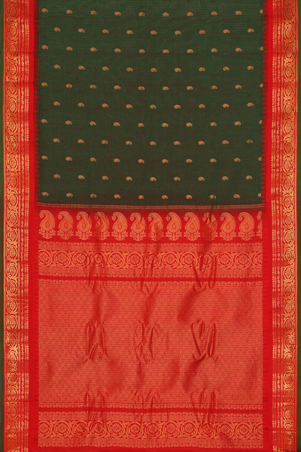 Image of Bottle-Green Gadwal Silk Saree