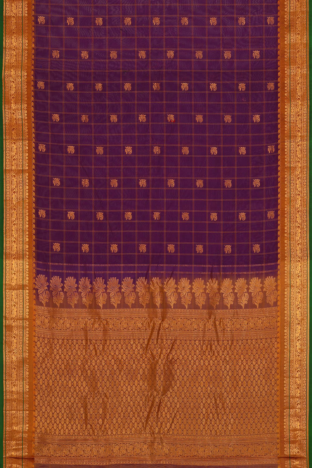 Image of Purple Gadwal Silk Kattam Saree