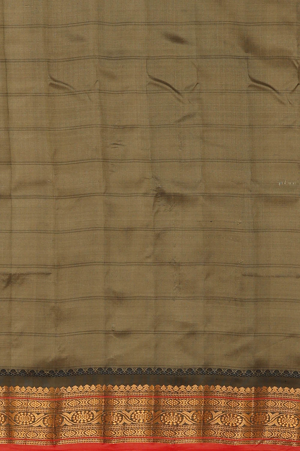 Image of Grey Gadwal Silk Kattam Saree