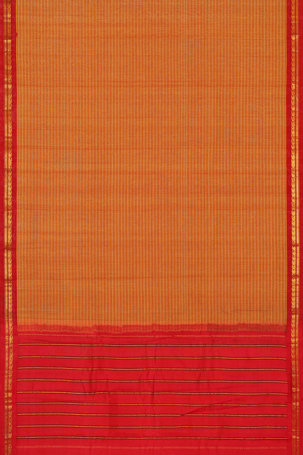 Image of Mustard-gold Cotton Gadwal Saree