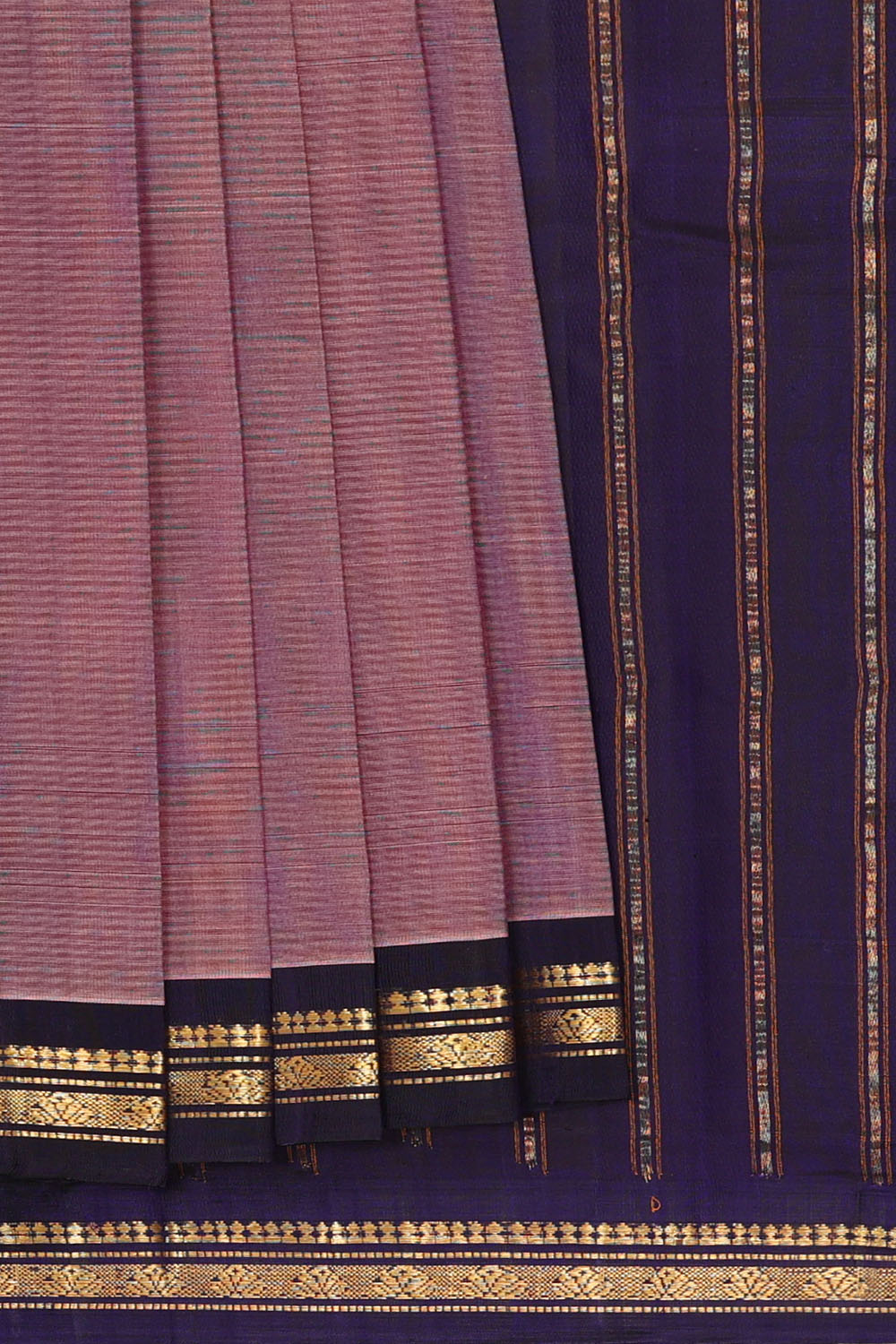 Image of Mauve-Purple Cotton Gadwal Saree