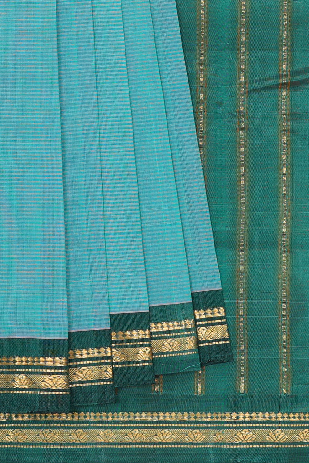 Image of Sky-Blue Cotton Gadwal Saree