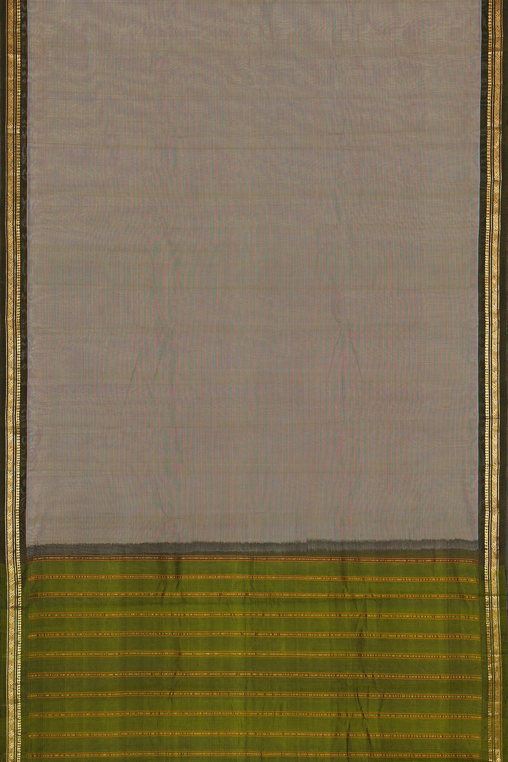 Image of Grey Cotton Gadwal Saree