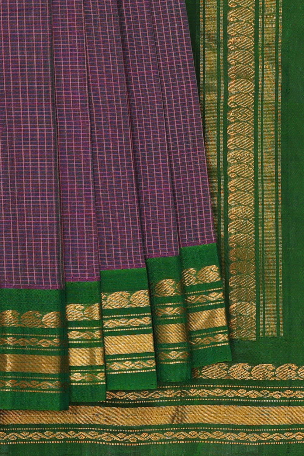 Image of Purple Cotton Gadwal Saree