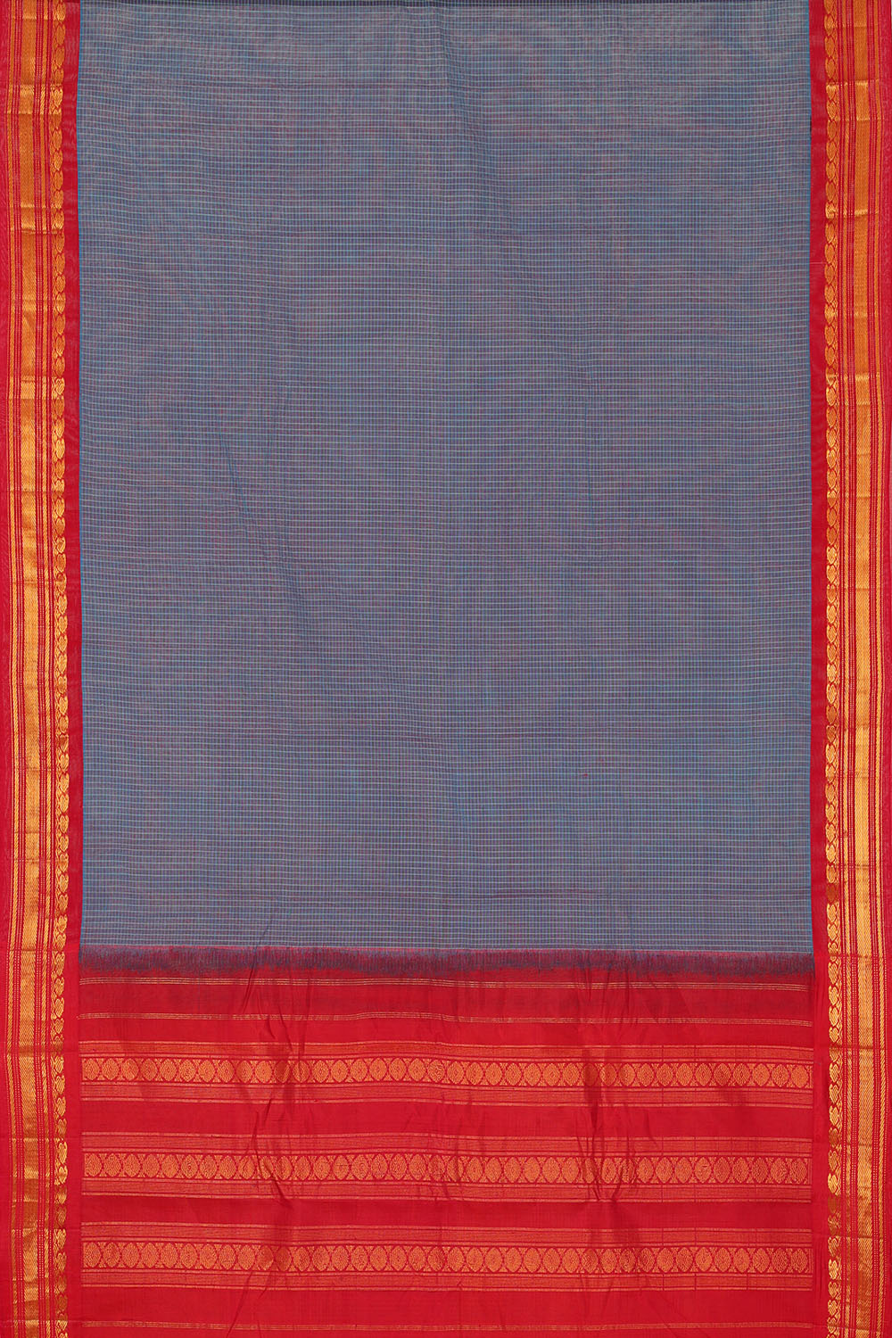 Image of Blue Cotton Gadwal Saree