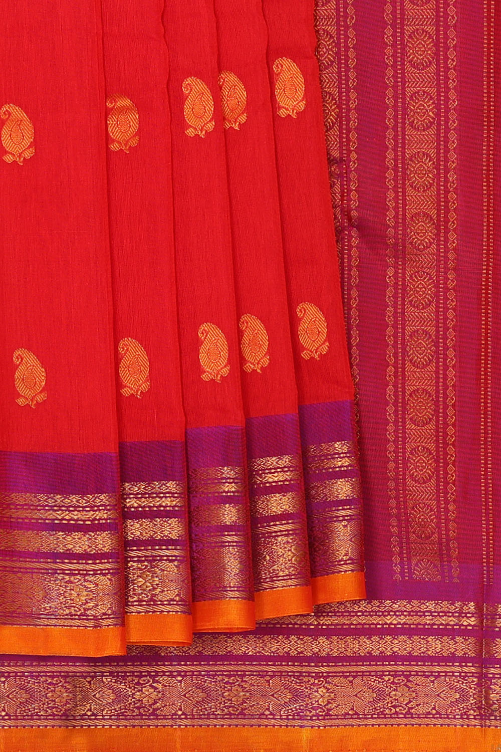 Image of Red Silk Cotton Saree
