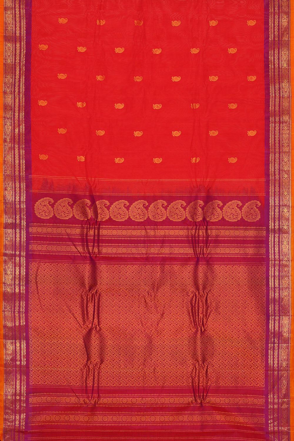 Image of Red Silk Cotton Saree