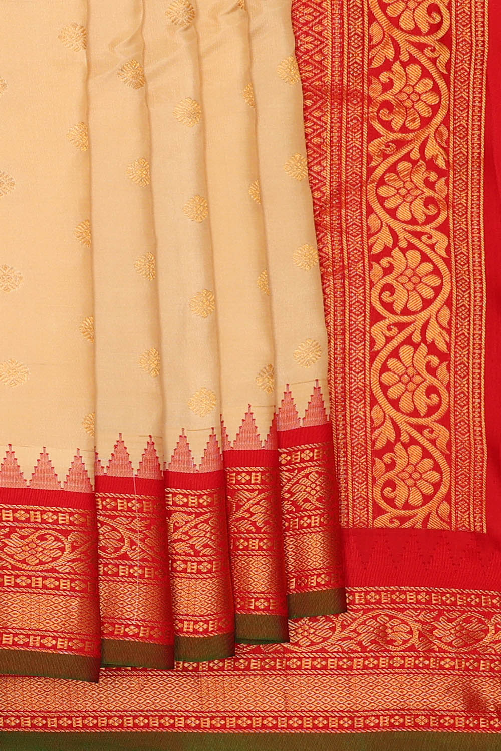 Image of Cream Gadwal Silk Saree