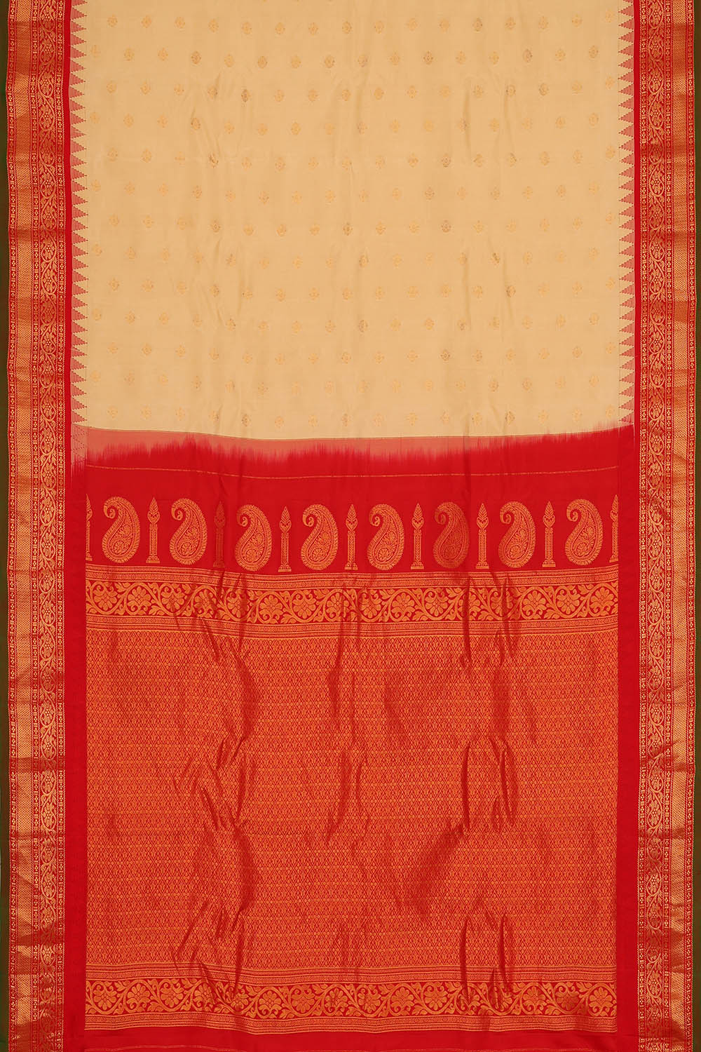 Image of Cream Gadwal Silk Saree