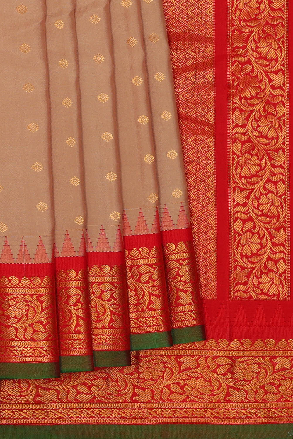 Image of Onion-Pink Gadwal Silk Saree