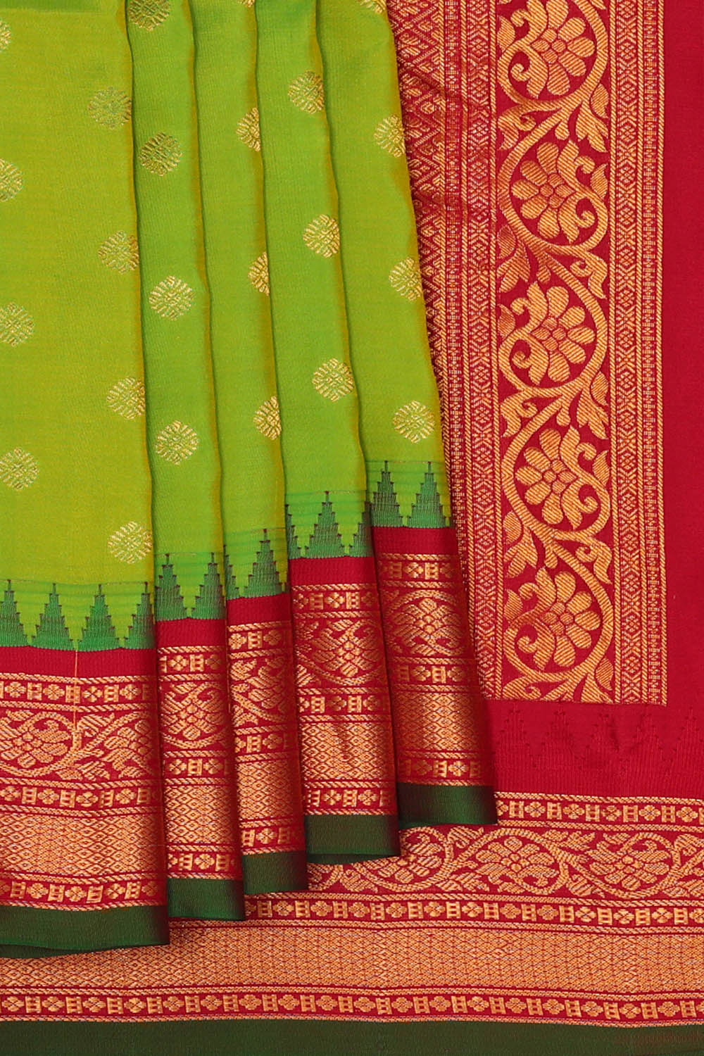 Image of Green Gadwal Silk Saree