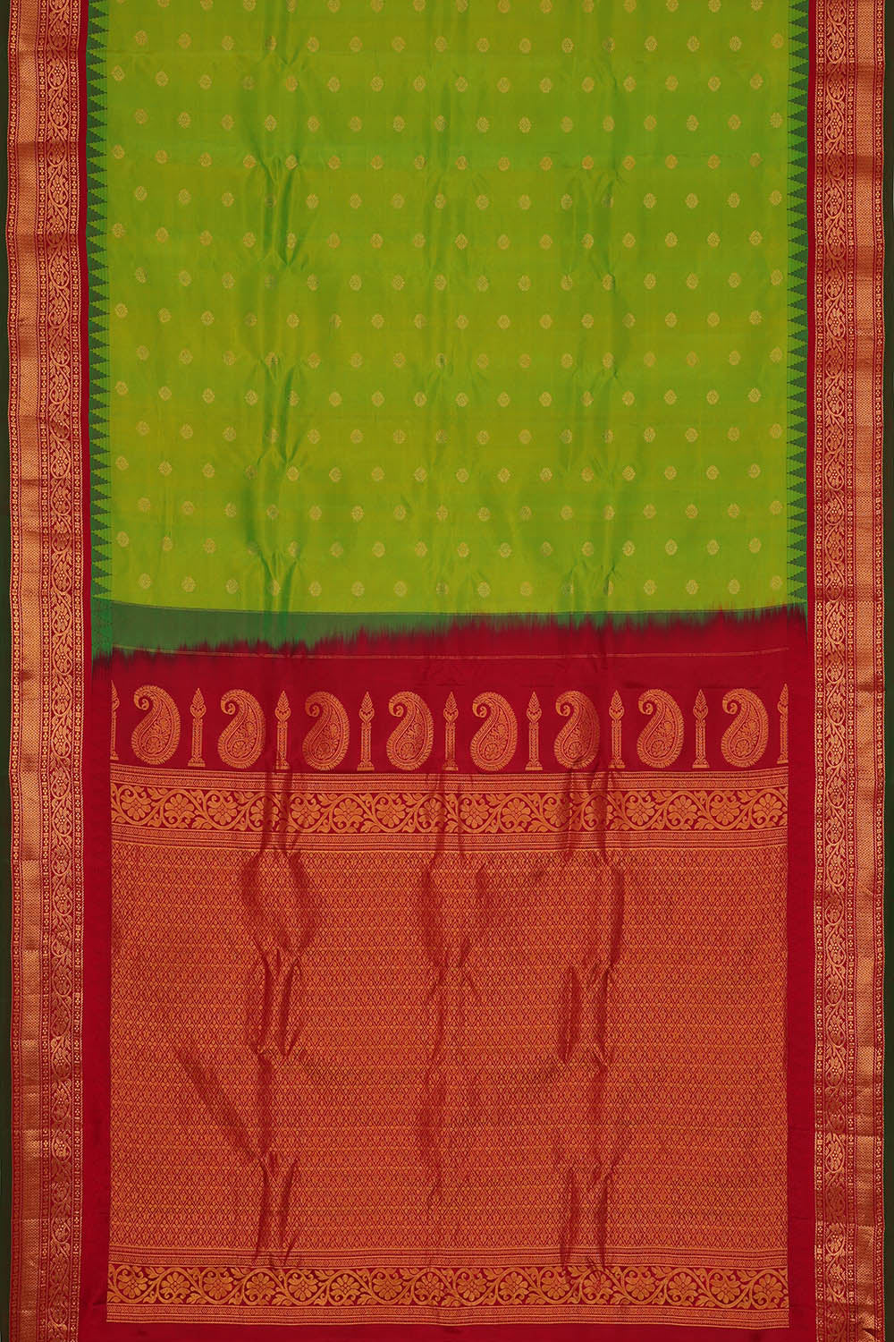 Image of Green Gadwal Silk Saree