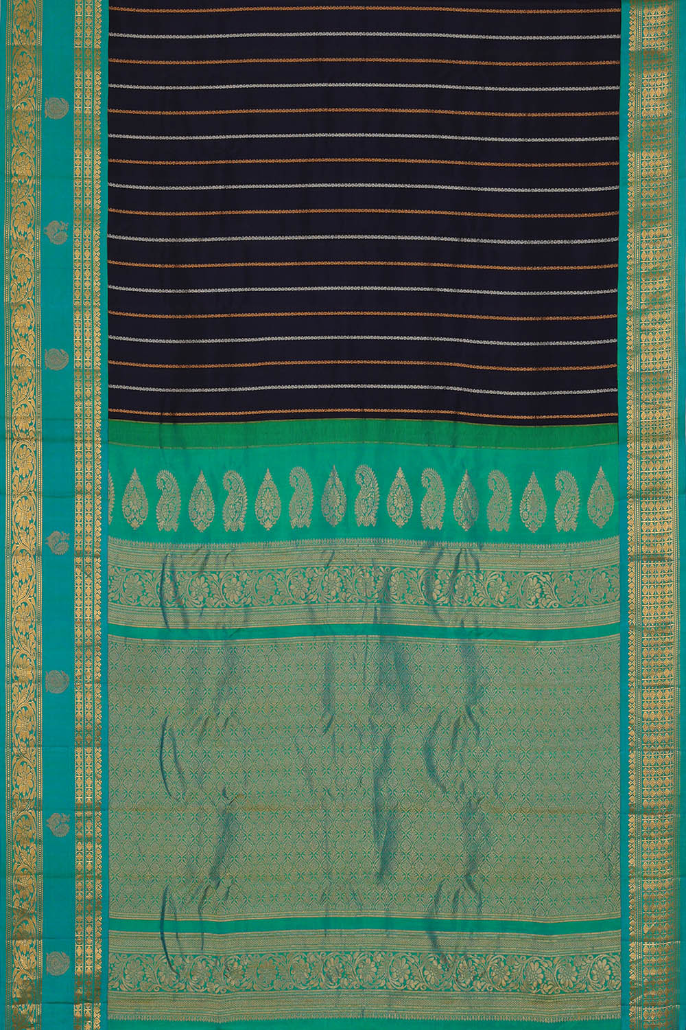 Image of Black Gadwal Silk Saree