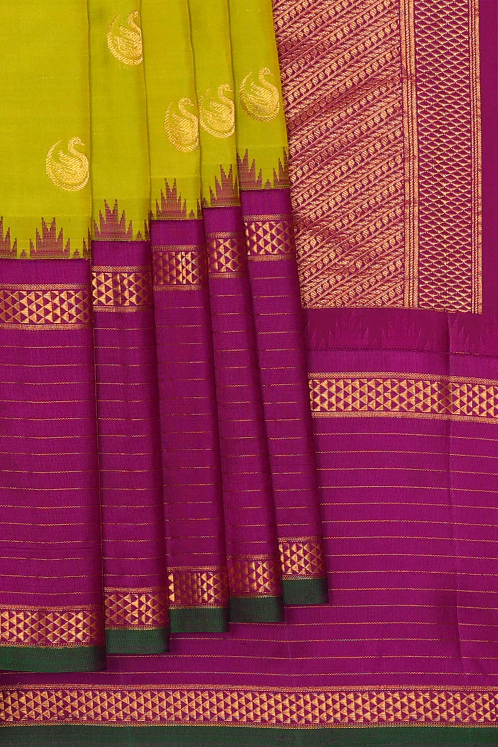 Image of Spring-Green Gadwal Silk Saree