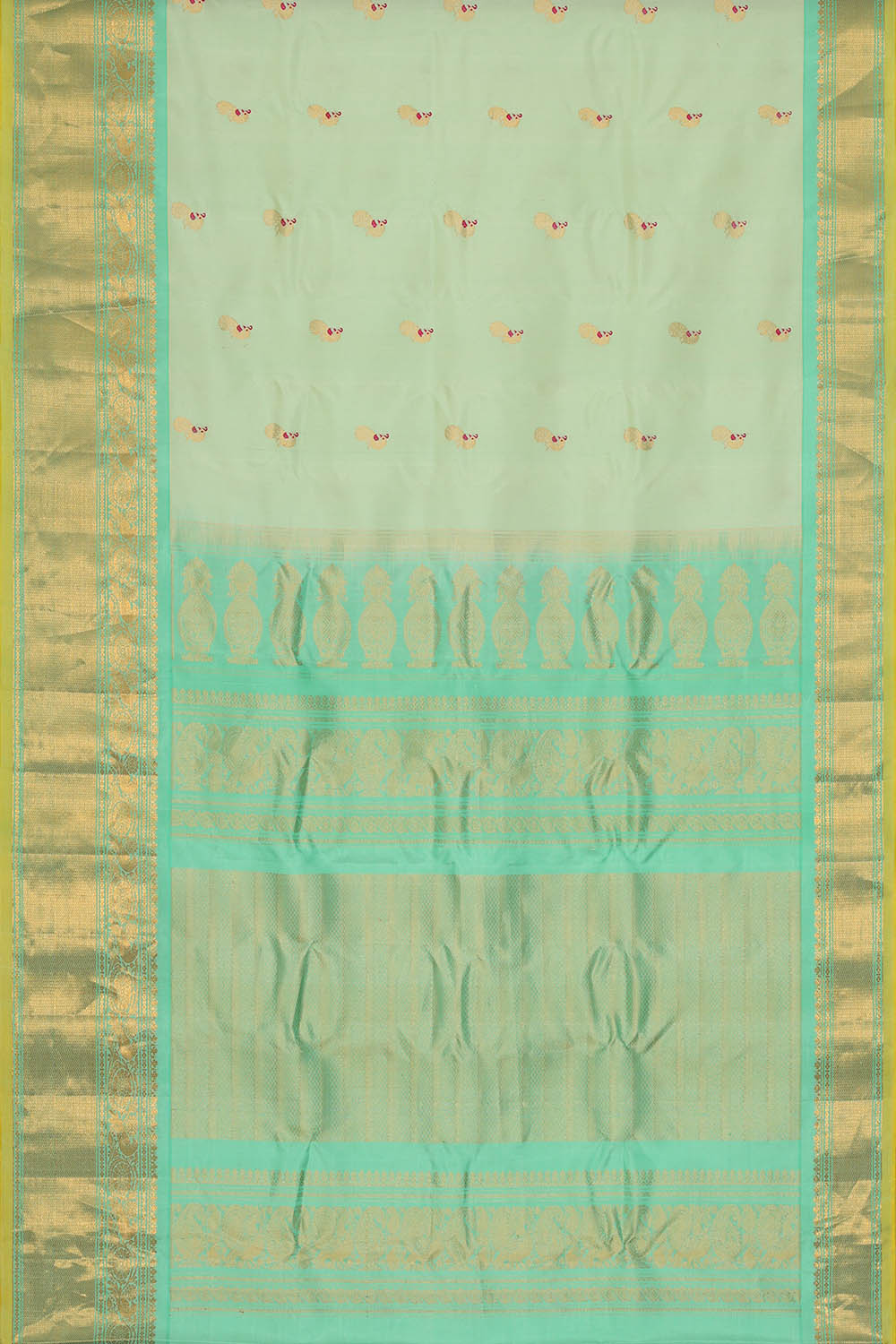 Image of Sea Blue Gadwal Silk Saree