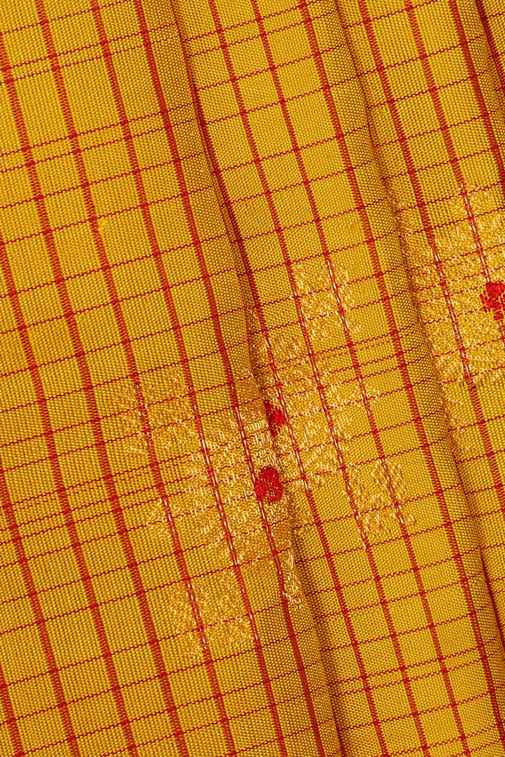 Image of Mustard Gadwal Silk Kattam Saree