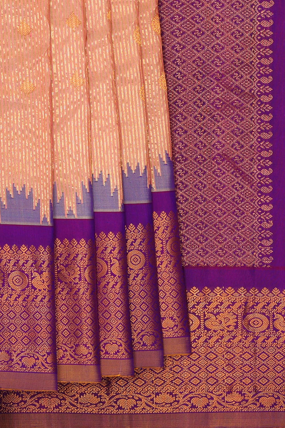 Image of Peach Gadwal Silk Saree