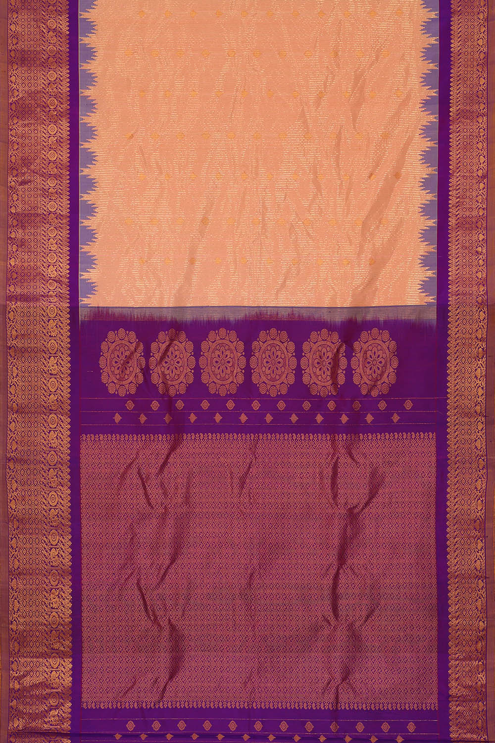 Image of Peach Gadwal Silk Saree