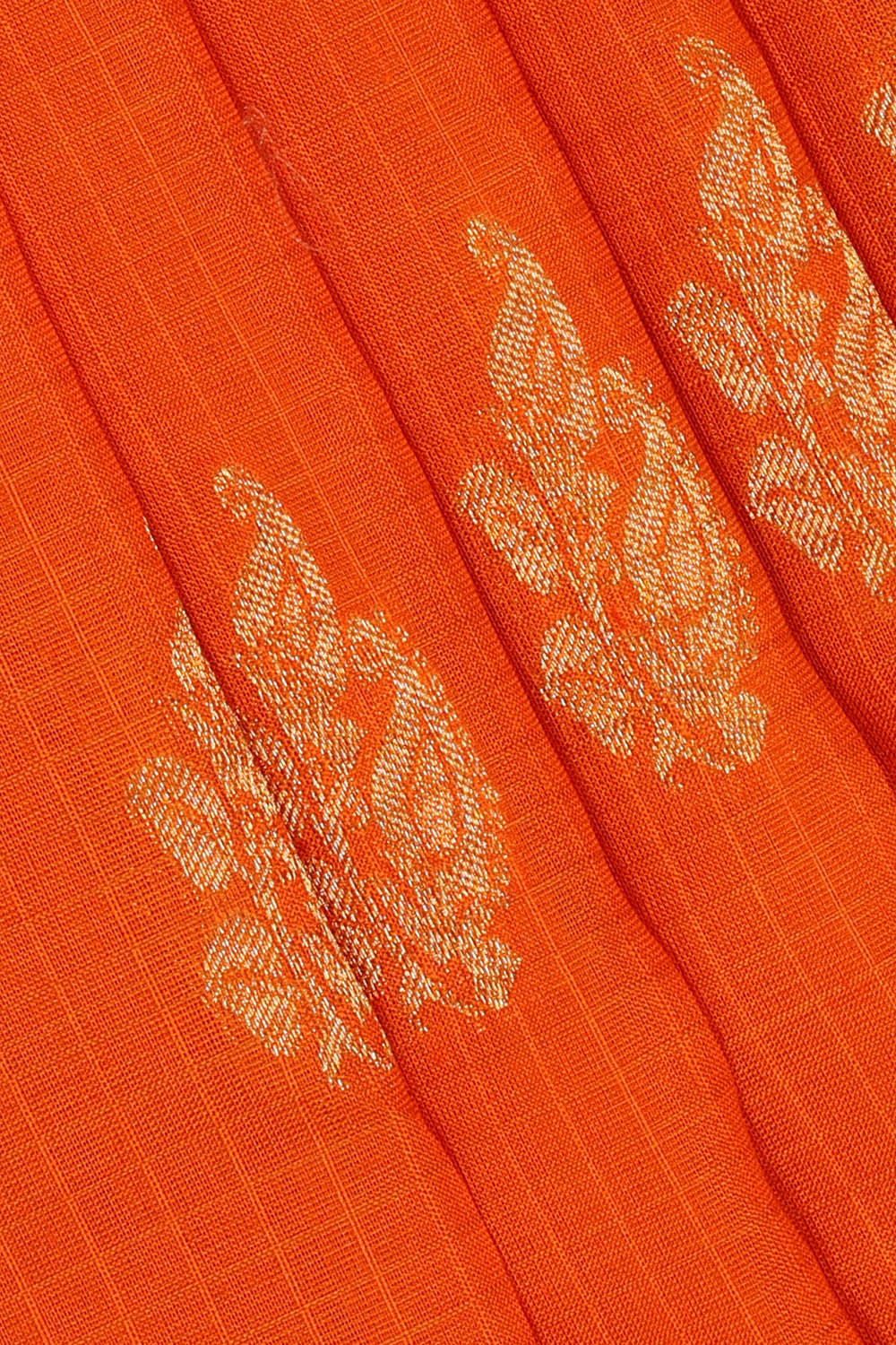 Image of Orange Gadwal Silk Kattam Saree