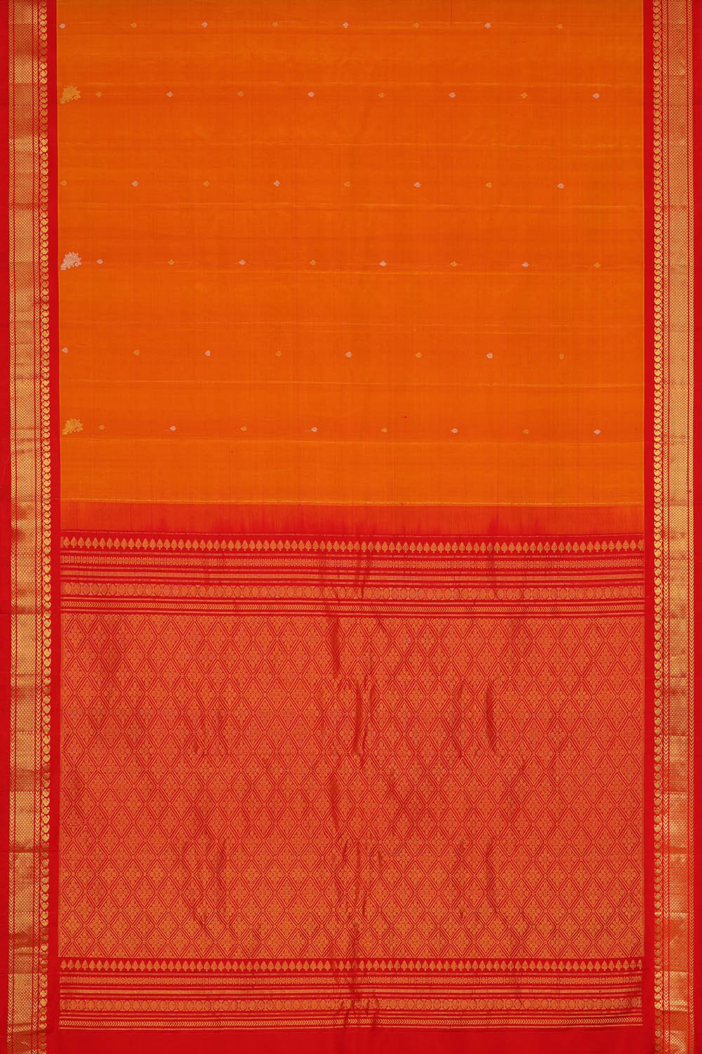 Image of Orange Gadwal Silk Saree