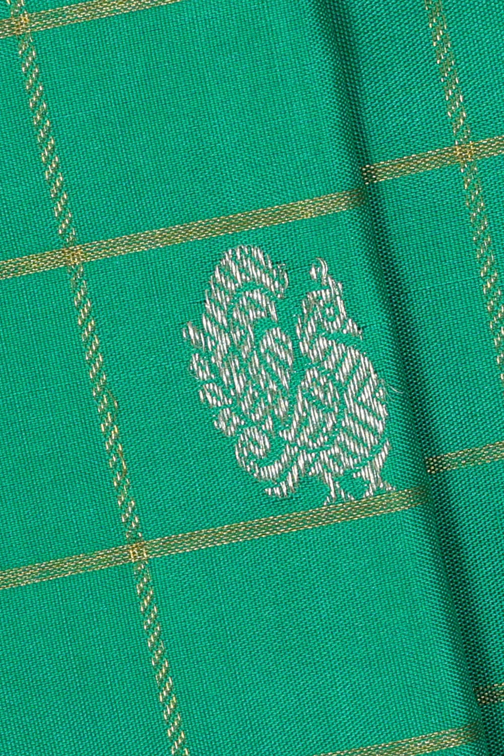 Image of Sea-Green Gadwal Silk Kattam Saree