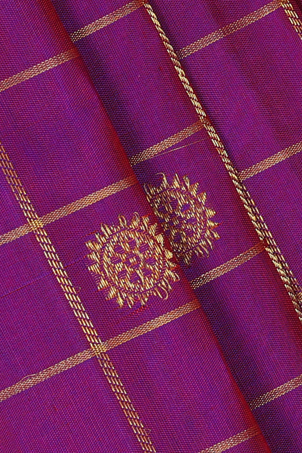 Image of Purple Gadwal Silk Kattam Saree
