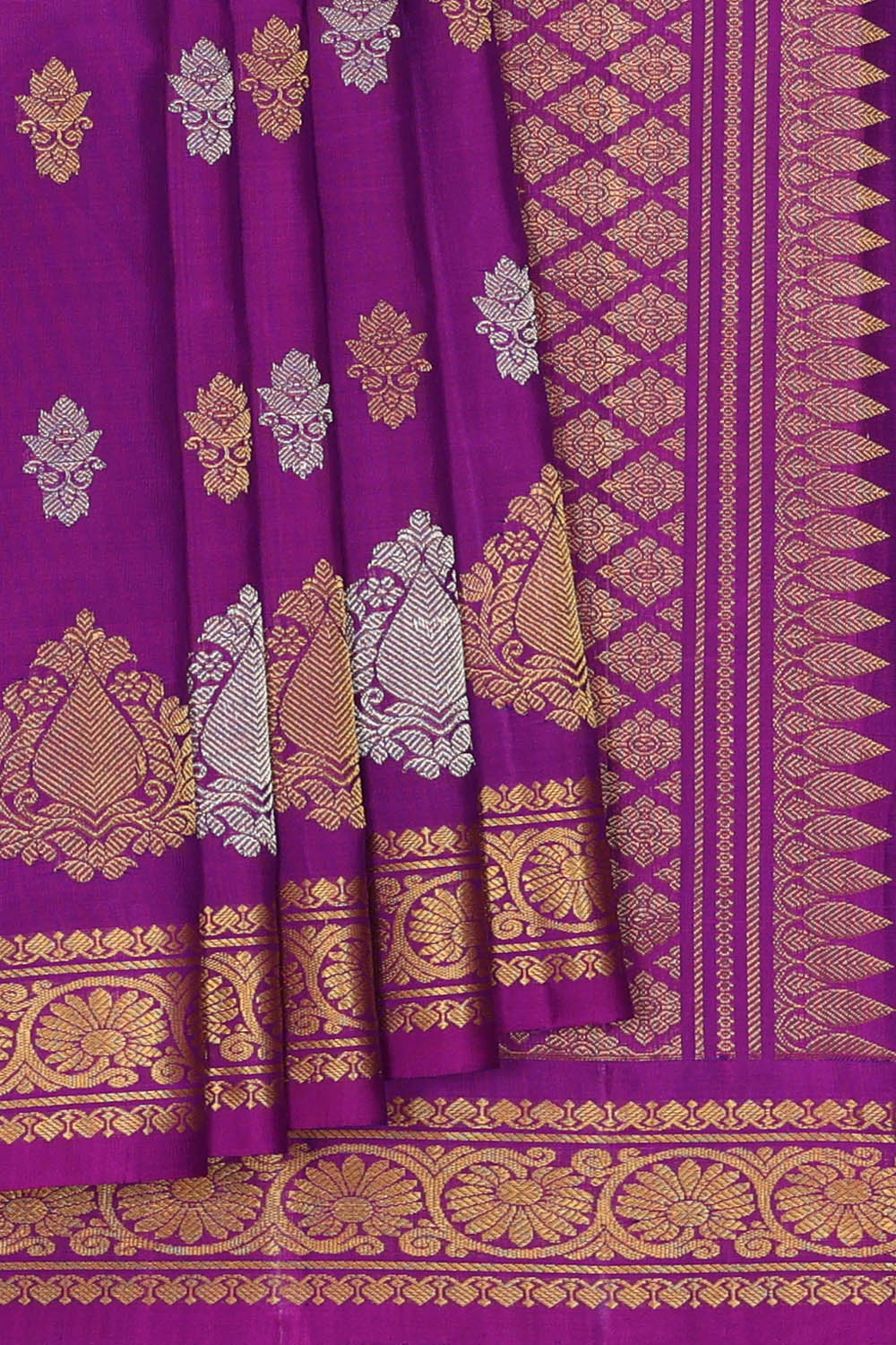 Image of Purple Gadwal Silk Saree