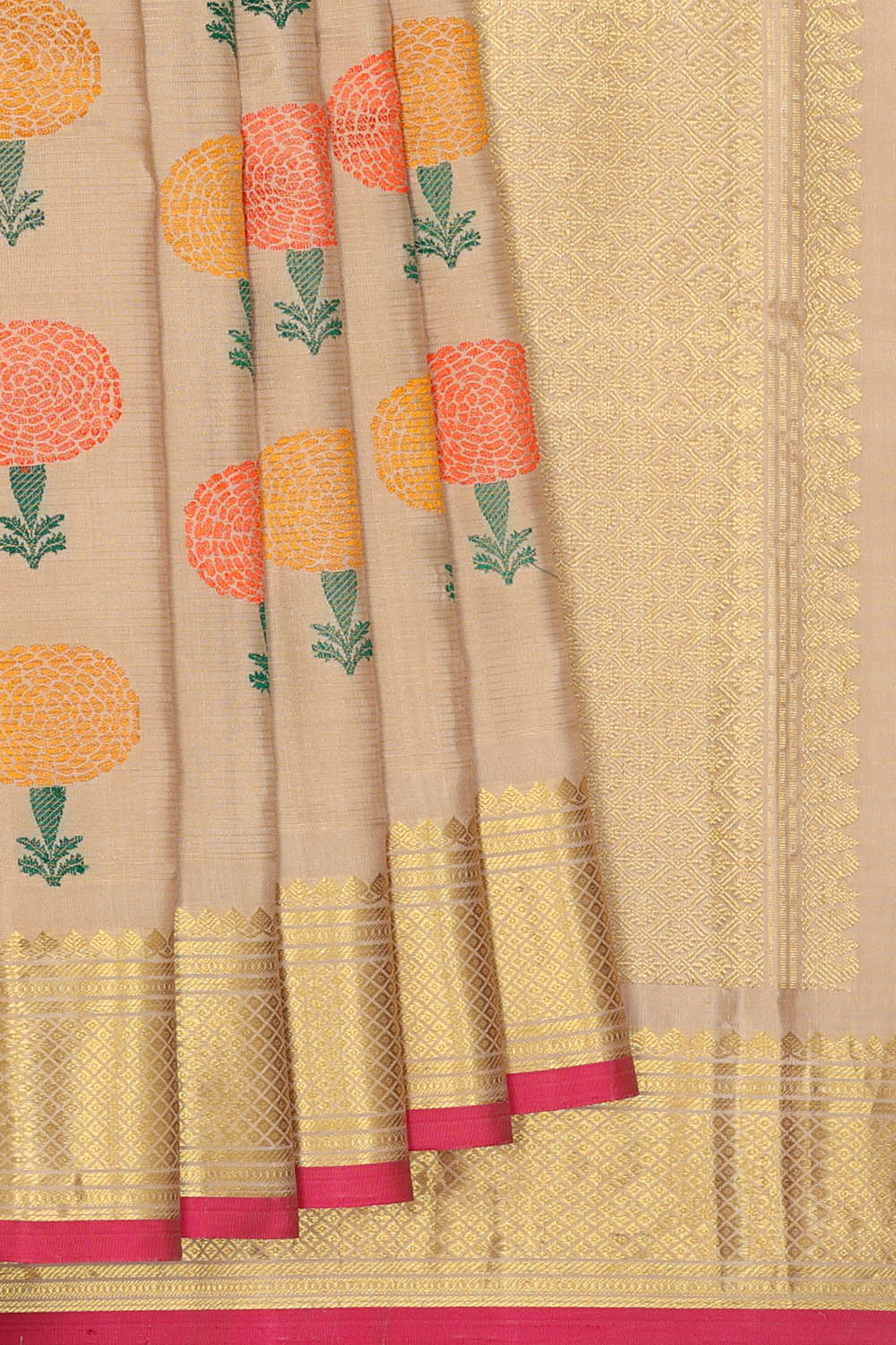 Image of Beige Gadwal Silk Saree
