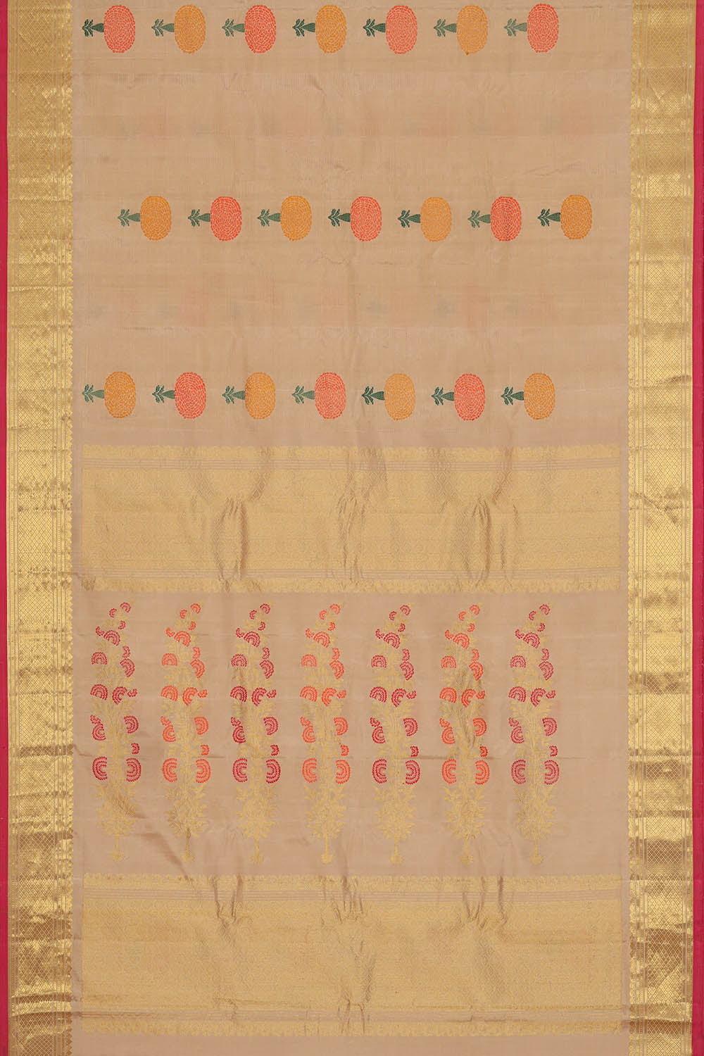 Image of Beige Gadwal Silk Saree