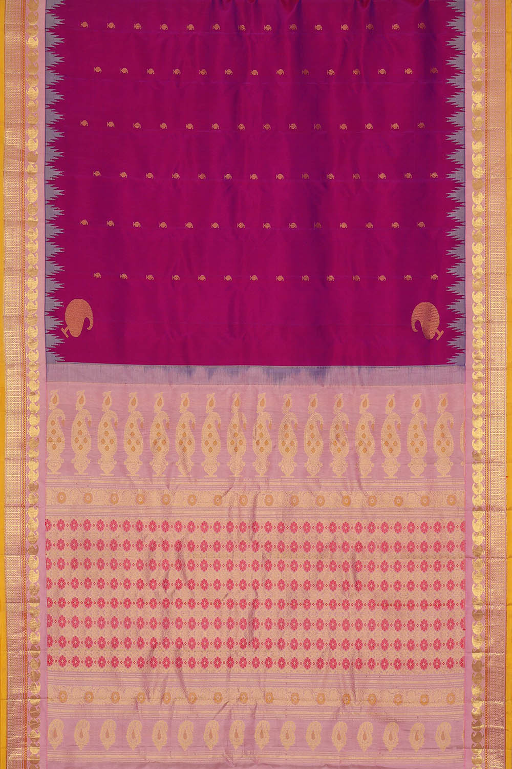 Image of Magenta-purple Gadwal Silk Saree
