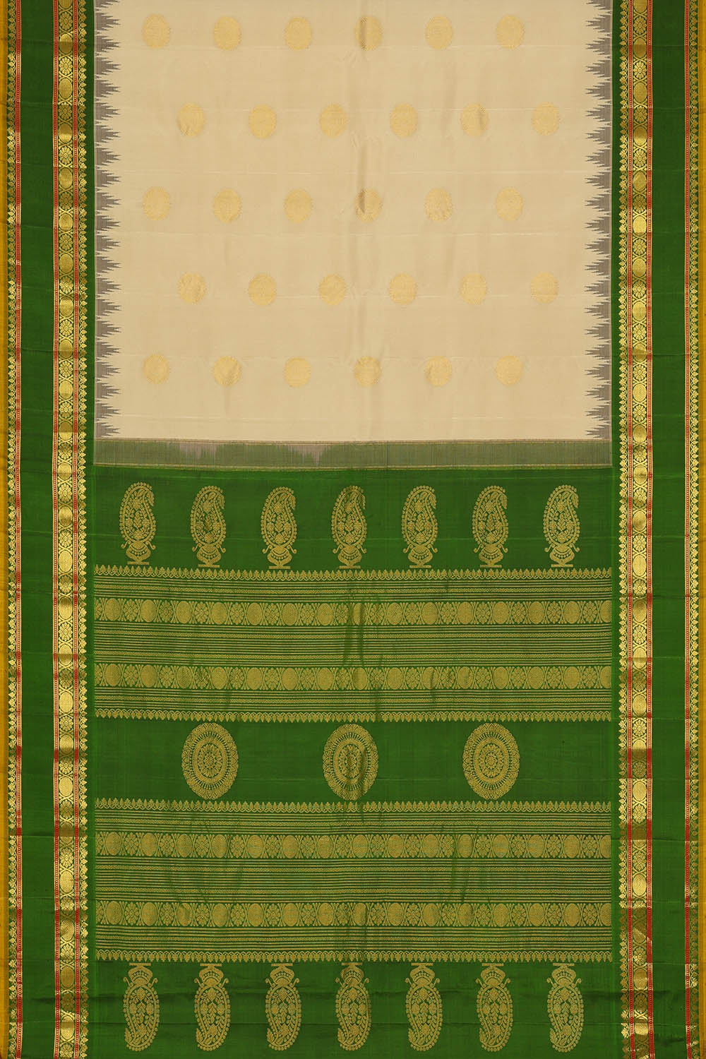 Image of Off-White Gadwal Silk Saree