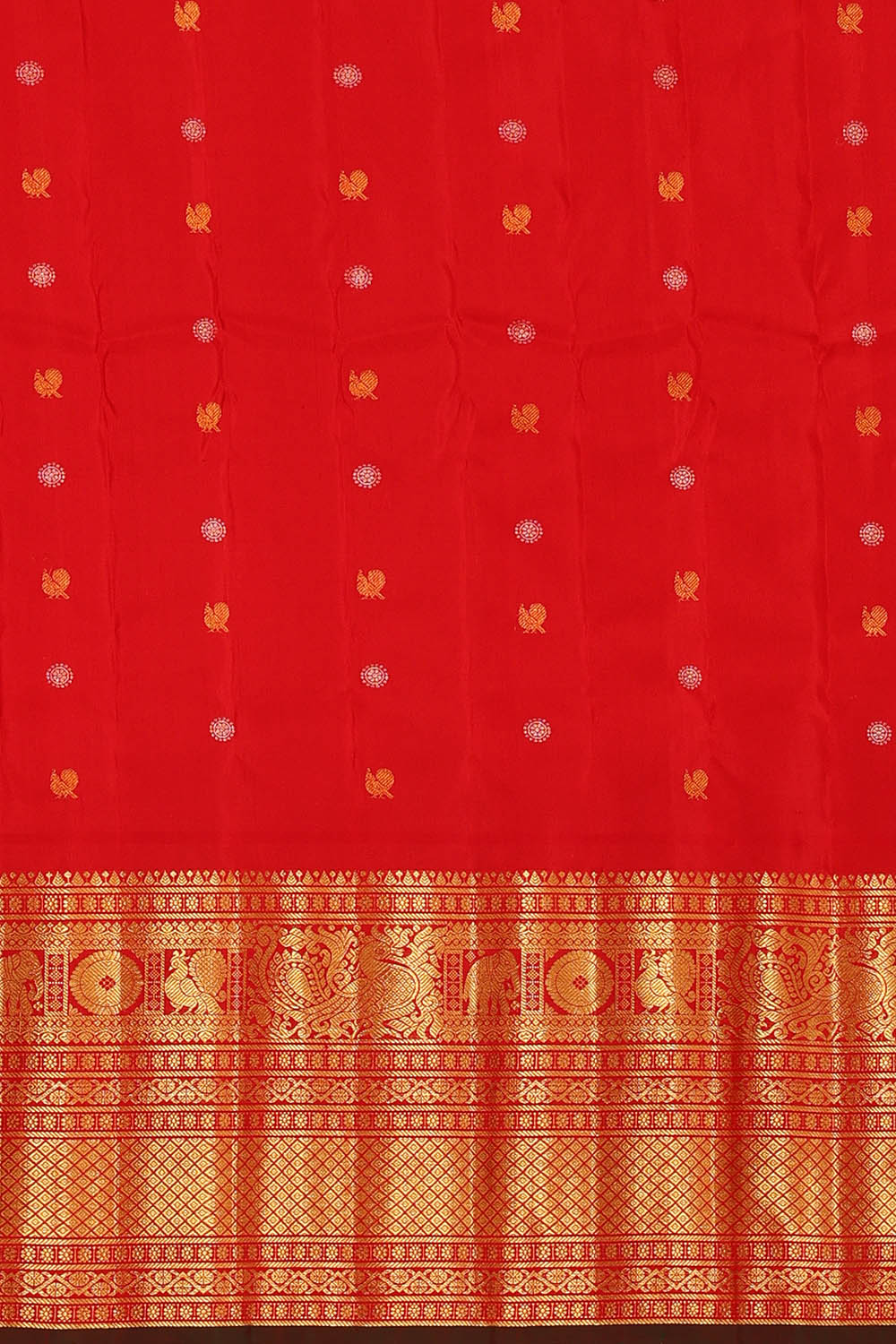 Image of Yellow Gadwal Silk Saree