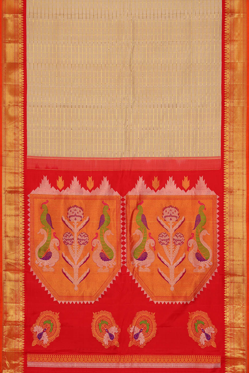 Image of Beige Kattam Gadwal Silk Saree
