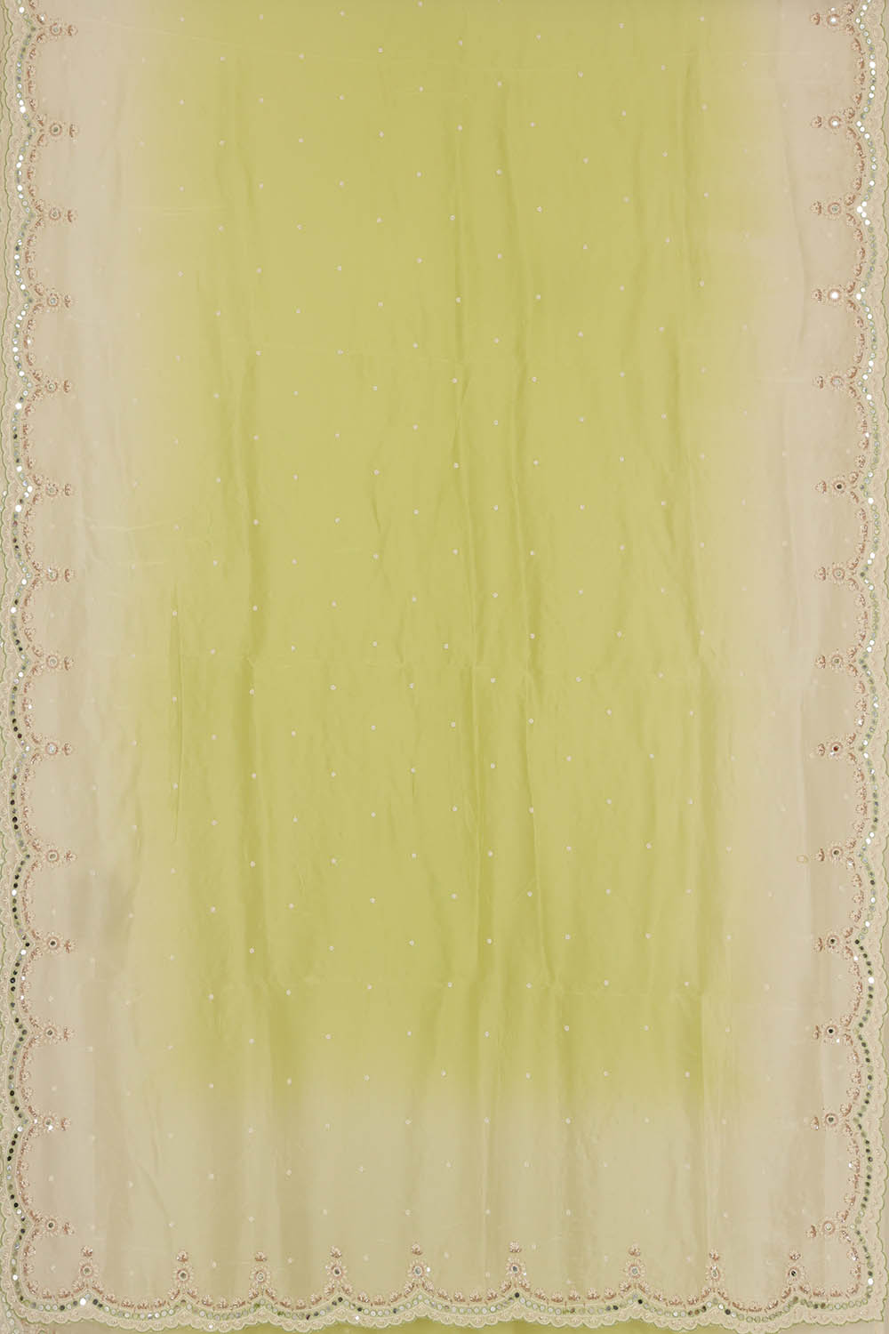 Image of Lime-Green Embroidery Silk Saree
