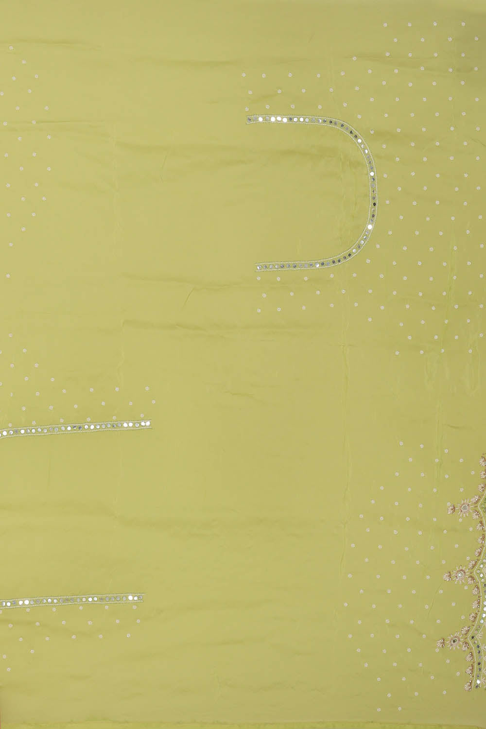 Image of Lime-Green Embroidery Silk Saree