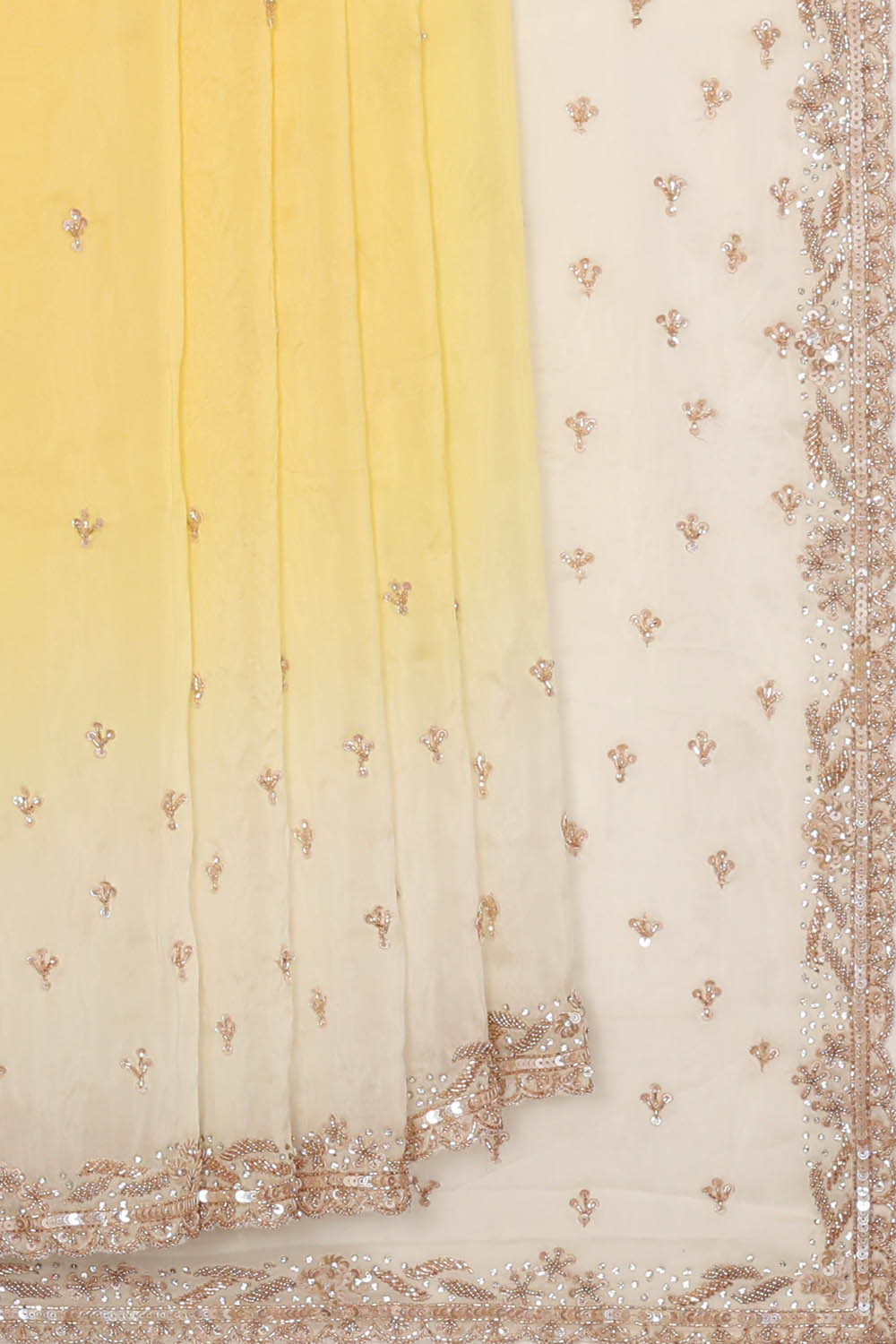 Image of Pale-Cream Embroidery Silk Saree