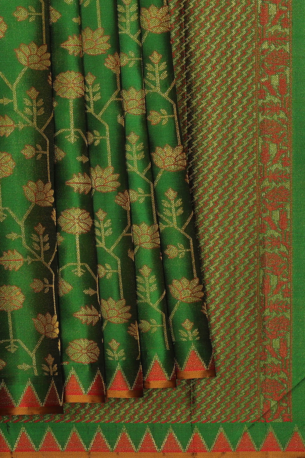 Image of Bottle-Green Arani Silk Saree