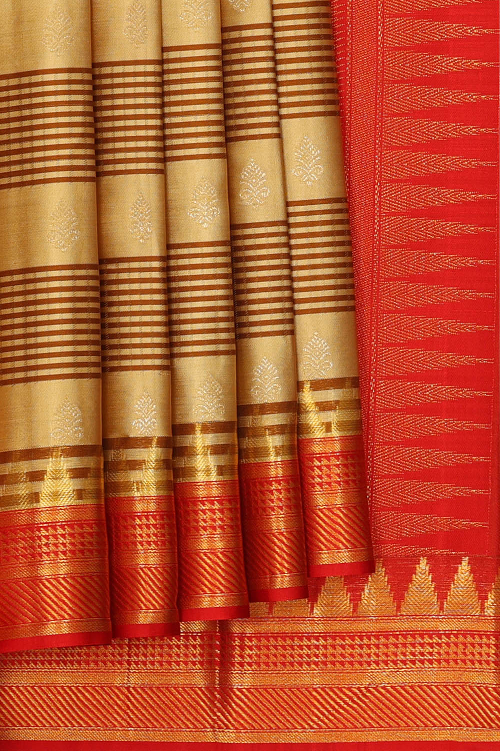 Image of Cream-Gold Arani Silk Saree