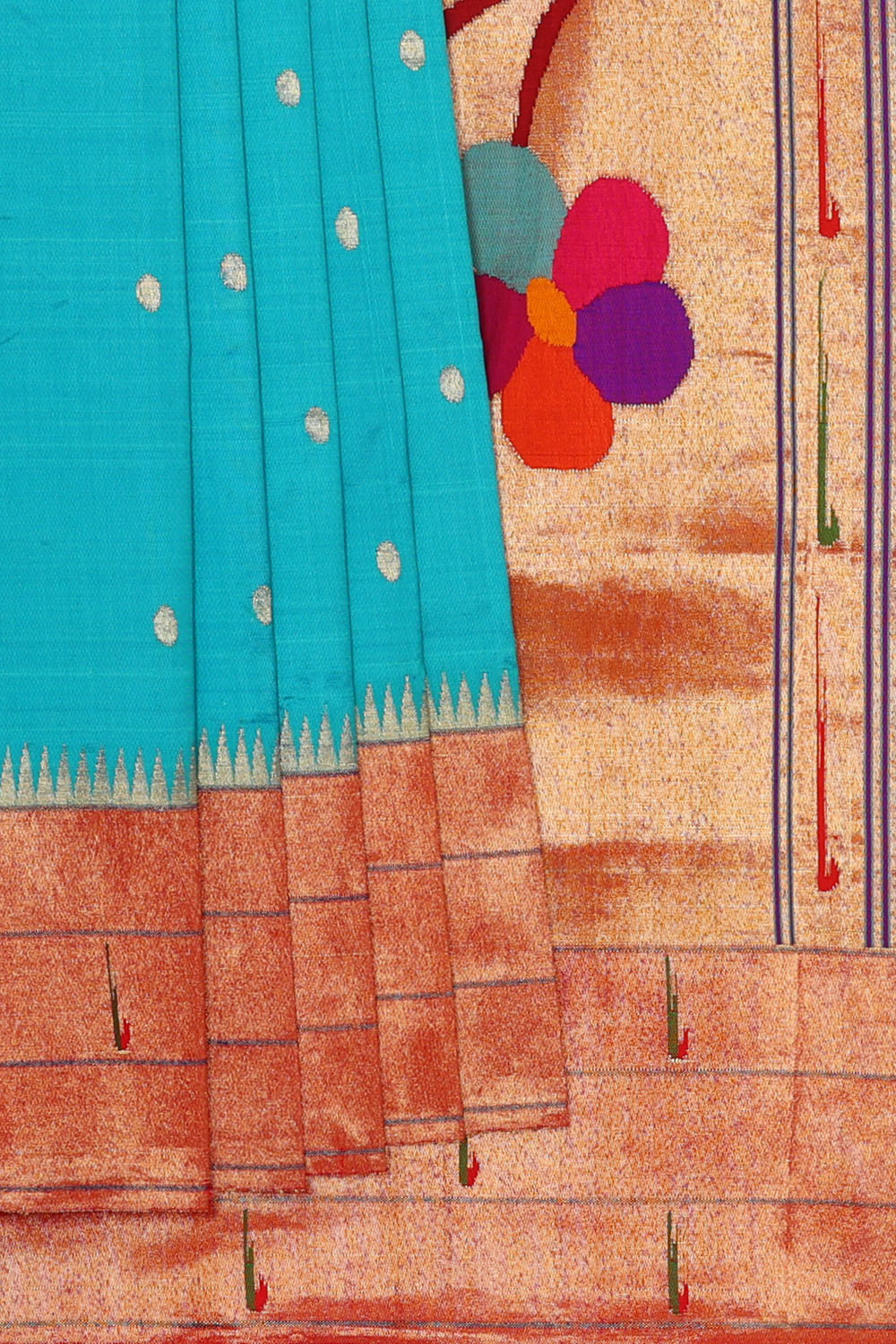 Image of Sky-Blue Paithani Silk Saree
