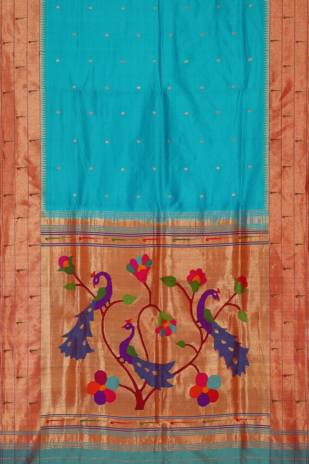 Image of Sky-Blue Paithani Silk Saree