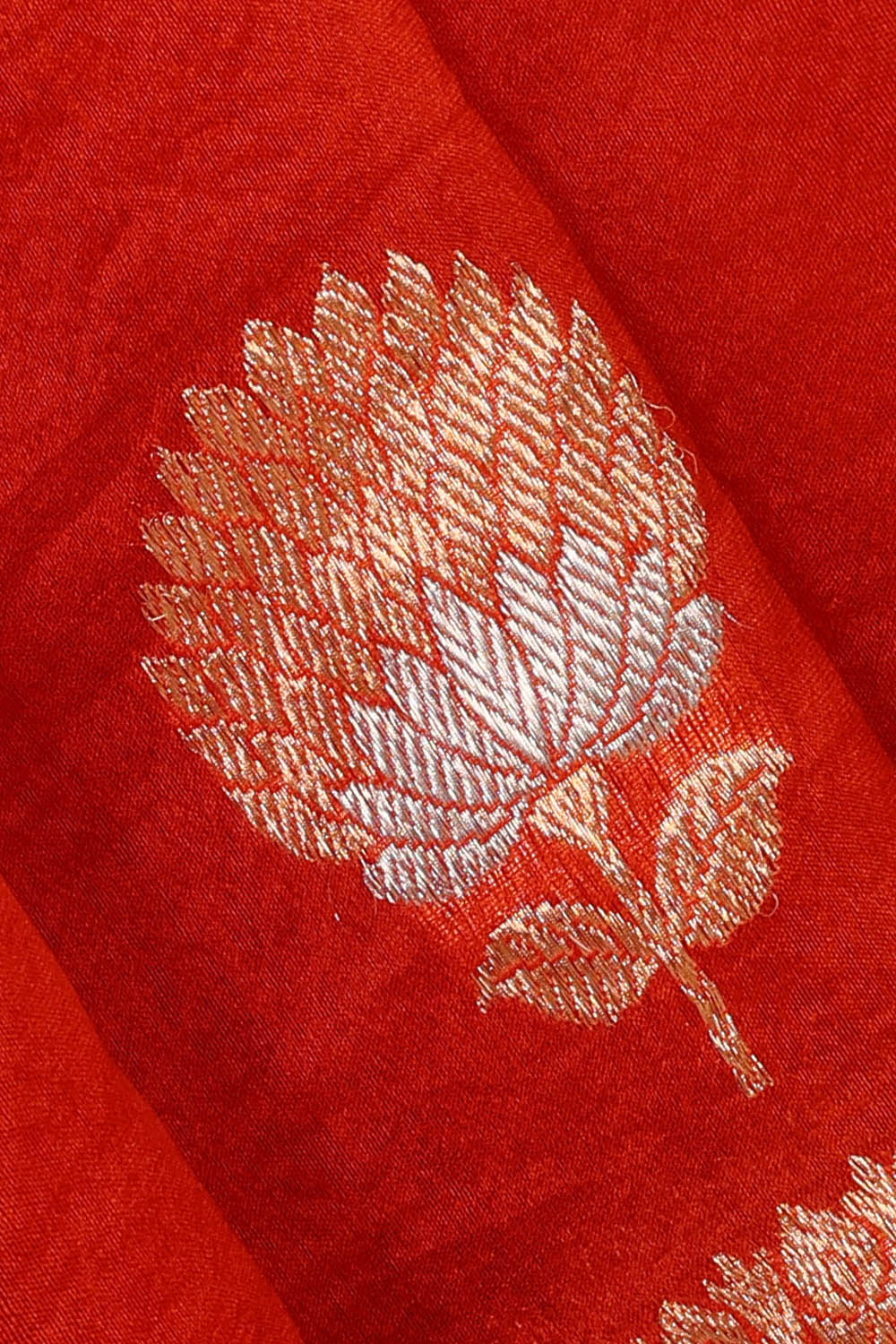 Image of Rust-Orange-Mustard Banarasi Chiniya Silk Saree