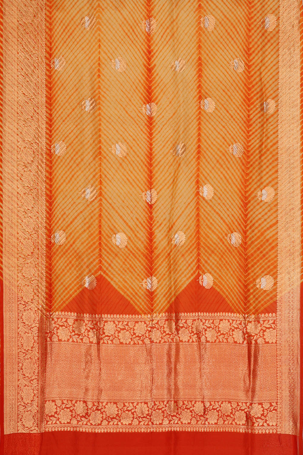 Image of Rust-Orange-Mustard Banarasi Chiniya Silk Saree