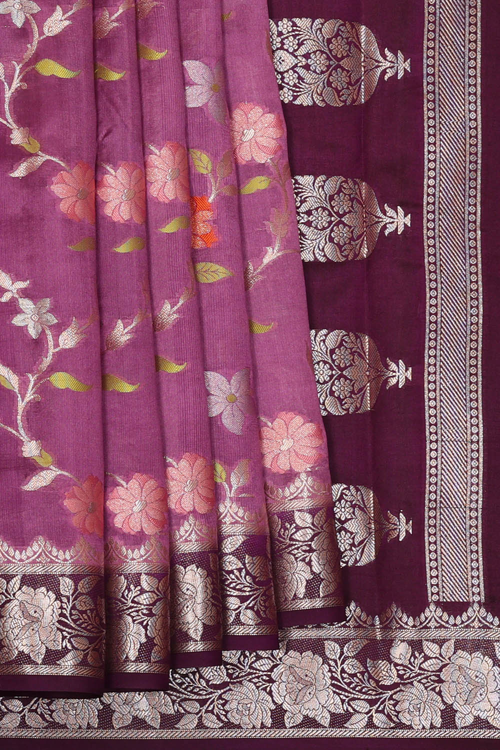 Image of Purple Banarasi Chiniya Silk Saree