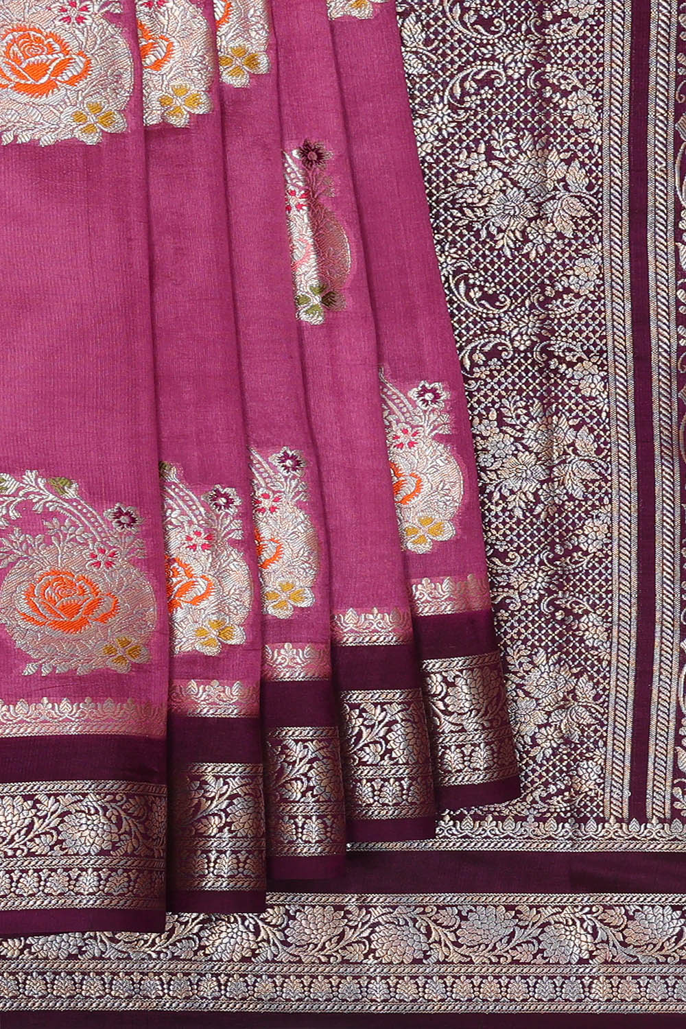 Image of Purple Banarasi Chiniya Silk Saree