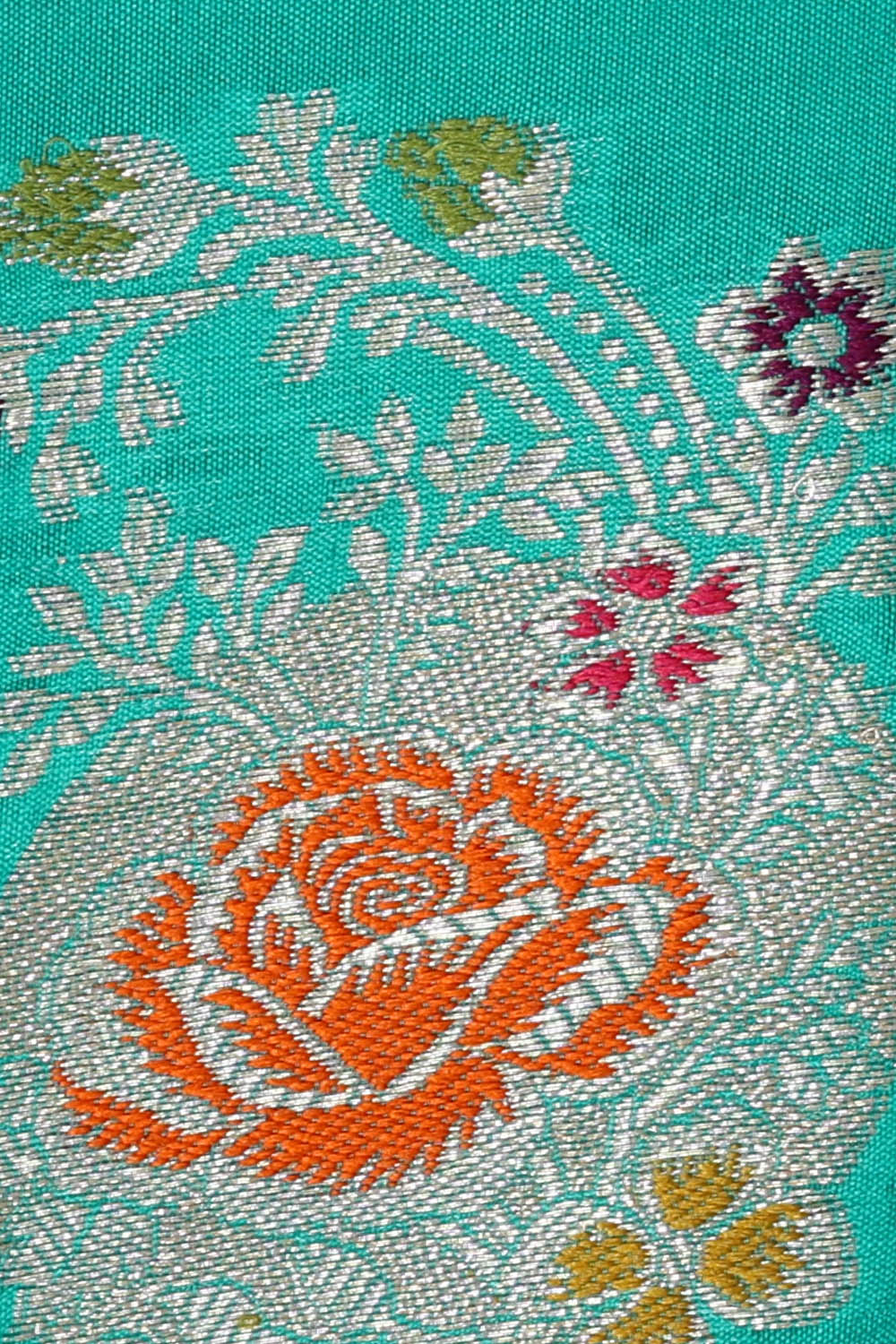 Image of Sea-Green Banarasi Chiniya Silk Saree