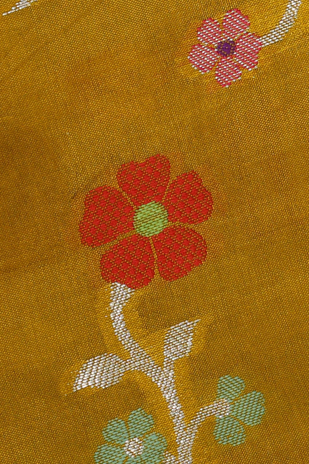 Image of Honey-Mustard Banarasi Chiniya Silk Saree