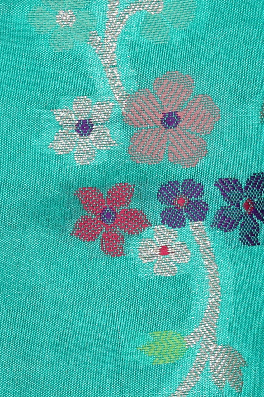 Image of Aqua-Blue Banarasi Chiniya Silk Saree