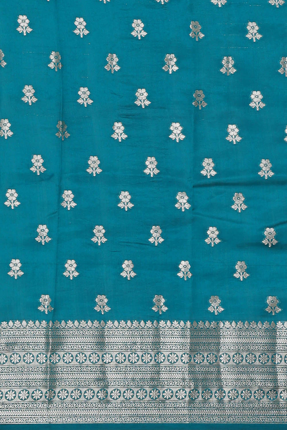 Image of Aqua-Blue Banarasi Chiniya Silk Saree