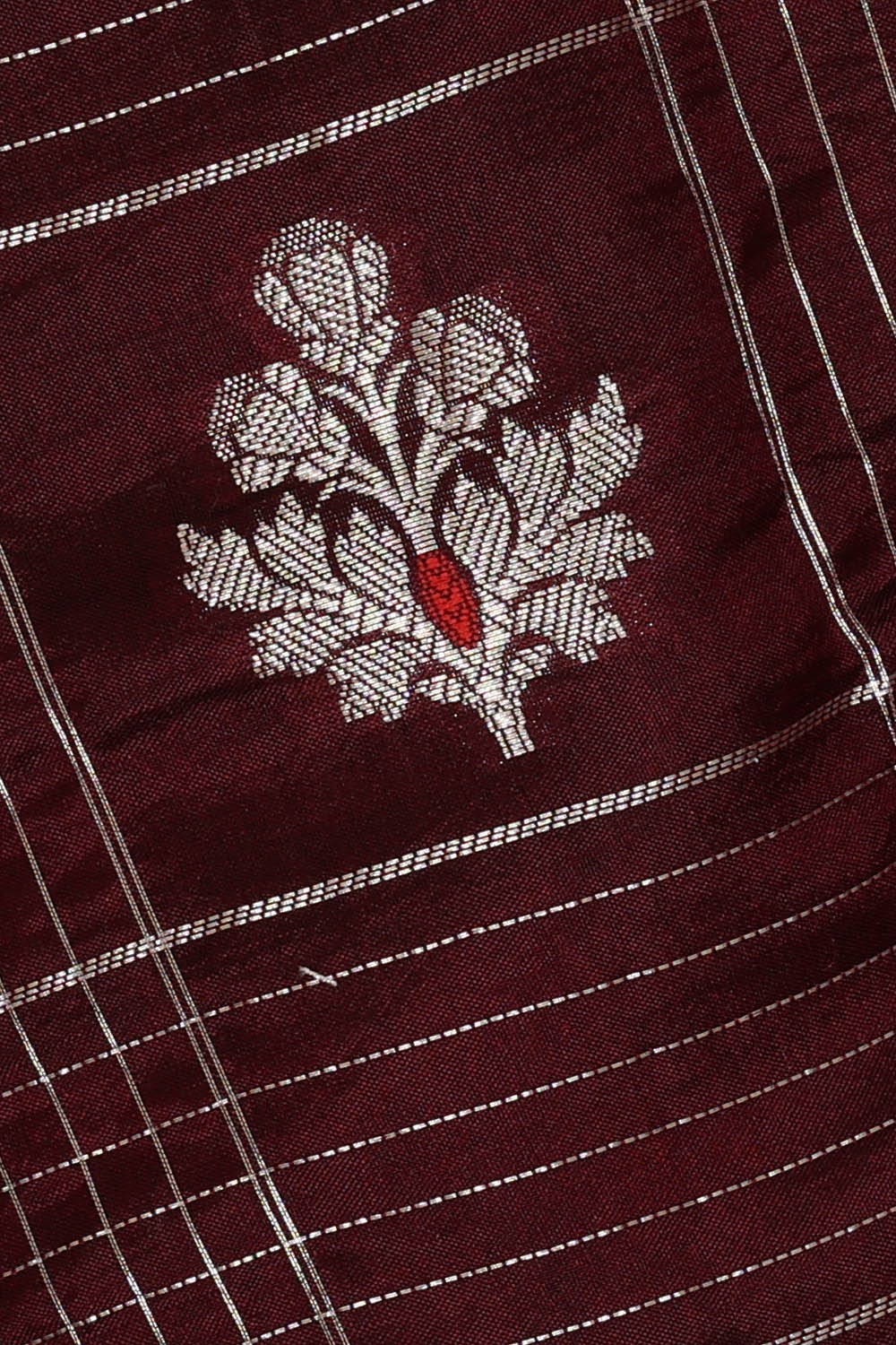 Image of Maroon Banarasi Chiniya Silk Saree