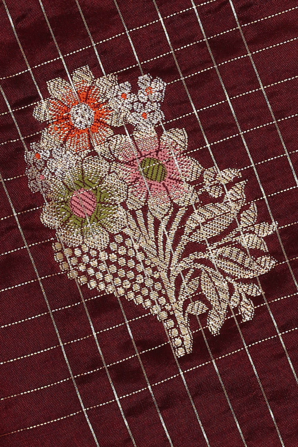 Image of Maroon Banarasi Chiniya Silk Saree